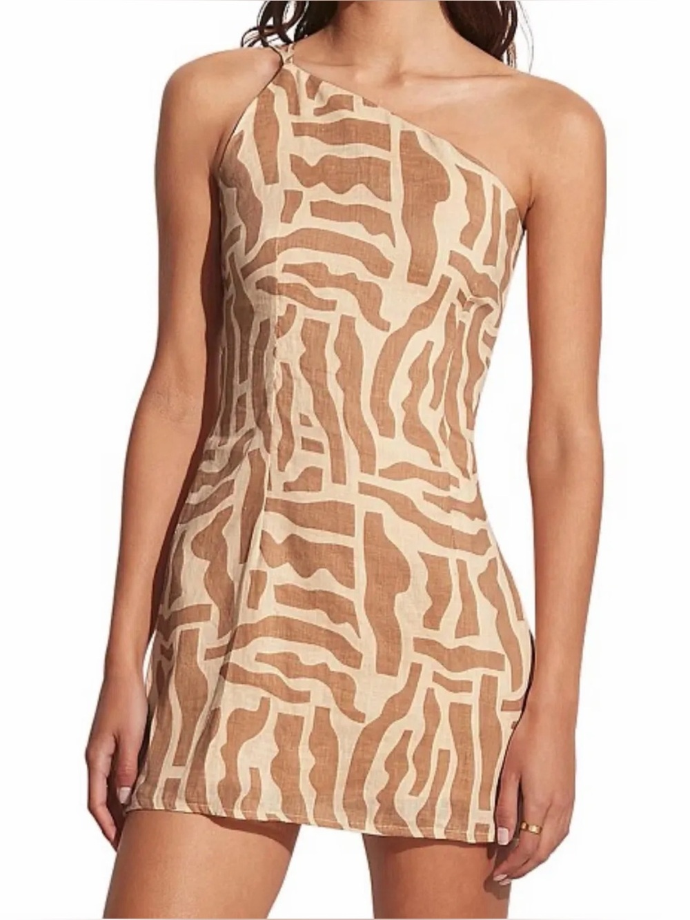 Faithfull The Brand Zippora Mini Dress in Tulli Neutral
